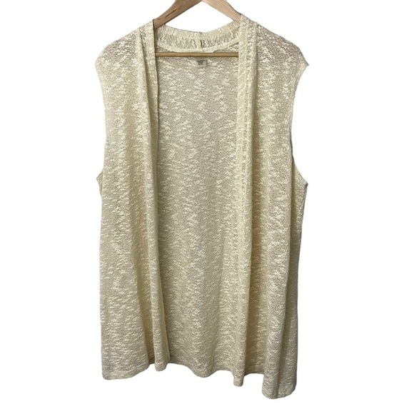 Alia Lightweight Sleeveless Cardigan Sz XL Cream Beige Knit Summer Boho Sweater - Picture 1 of 10